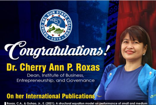 Congratulations to Dr. Cherry Ann P. Roxas, Dean of the Institute of Business, Entrepreneurship, and Governance on her international publications