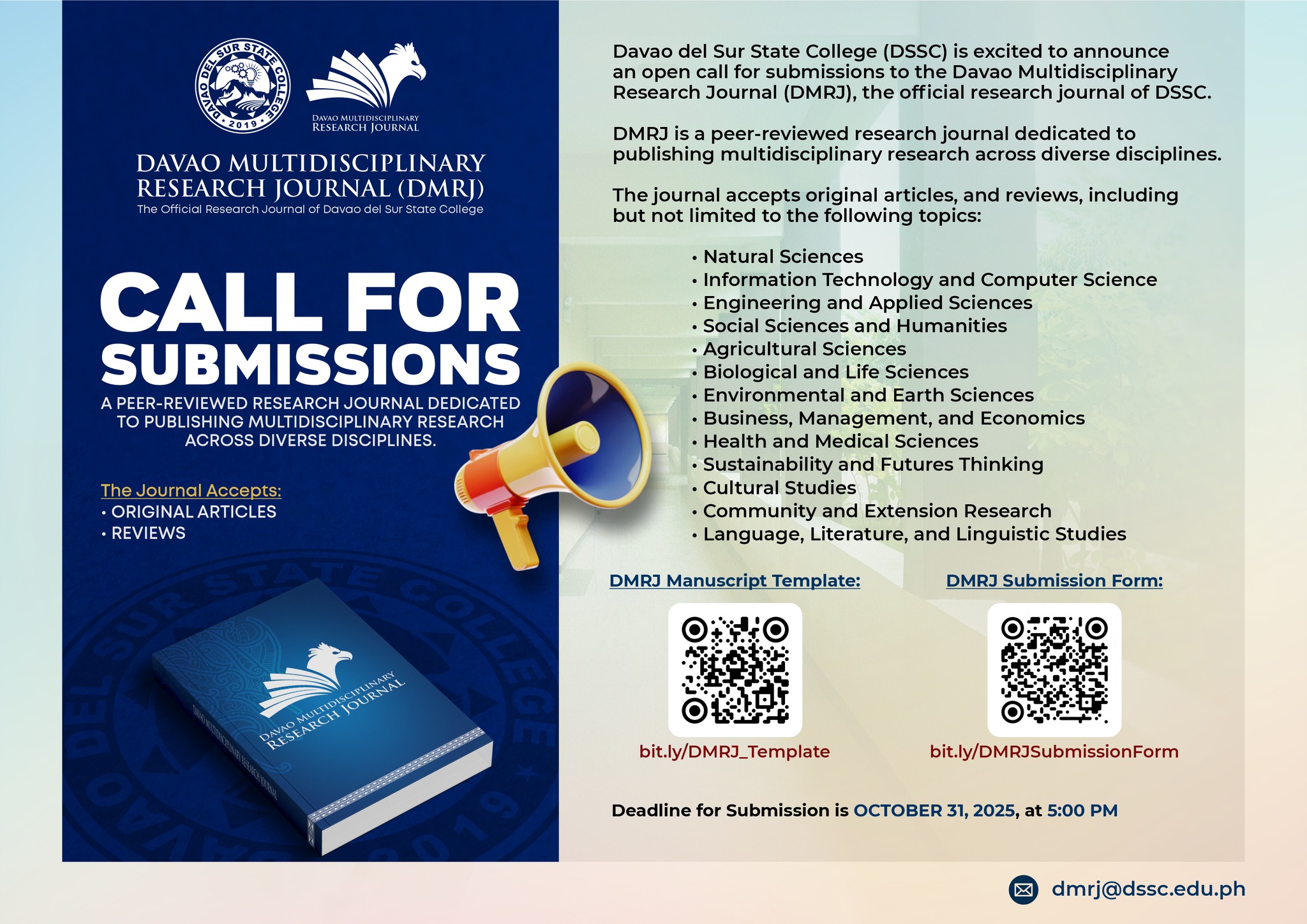 DMRJ is a peer-reviewed research journal dedicated to publishing multidisciplinary research across diverse disciplines. The journal accepts original articles and review articles.